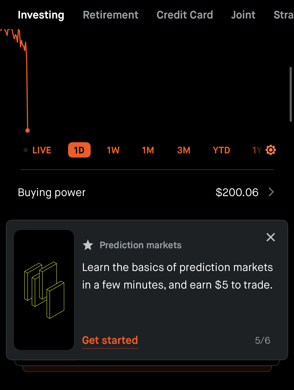 "Learn the basics of prediction markets in a few minutes, and earn $5 to trade." The gamification never stopped. It just got more sophisticated.